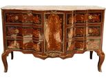 Casa Padrino Cassettiera Barocca Marrone / Oro / Crema 138 X 50 X H. 88 Cm - Cassettiera Artigianale In Legno Massiccio Con 6 Cassetti E Piano In Marmo
