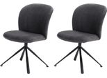 Casa Vital Sedia Per Sala Da Pranzo Zeker, Set Di 2, Grigio, 49X63X85 Cm, Mobili Per Sala Da Pranzo, Girevole A 360°, Imbottita