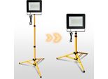 Clanmacy Faro Da Cantiere A Led 100W Faro A Led Con Treppiede Faro Da Esterno IP74 Faro Impermeabile Faro Da Lavoro Bianco Caldo