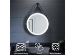 Sonni Sospensione A Cinghia Specchio Da Bagno Rotondo Ø 60 Cm Interruttore Touch Con Illuminazione A Led Con Funzione Antiappannamento Luce Bianca Fredda Specchio Rotondo