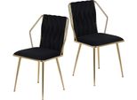 Set Di 2 Sedie Per Sala Da Pranzo, Seduta In Velluto, Poltrona, Poltrona Da Salotto, Sedia Da Ufficio Imbottita Con Gambe In Metallo Dorato, Sedia Da Toilette