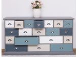 Casa Padrino Cassettiera In Stile Country Grigio / Multicolore 180 X 48 X H. 95 Cm - Mobile In Legno Massiccio Con 19 Cassetti - Mobili In Stile Country - Mobili In Stile Country - Arredamento In Stile Country