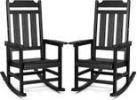 Vevor 2 Pezzi Sedia A Dondolo Veranda, Sedia A Dondolo Hips Sedia A Dondolo Patio Con Schienale Alto E Braccioli Lisci, Supporta Fino A 180 Kg, Per Giardino, Balcone, Veranda, Nero