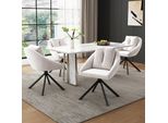 Set Di 4 Sedie Da Sala Da Pranzo Flieks Girevoli A 360°, Sedia Imbottita Da Cucina Con Cuscino, Poltrona Girevole Con Gambe In Metallo, Sedia Da Soggiorno In Velluto, Beige
