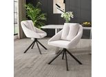 Set Di 2 Sedie Da Sala Da Pranzo Flieks Girevoli A 360°, Sedia Imbottita Da Cucina Con Cuscino, Poltrona Girevole Con Gambe In Metallo, Sedia Da Soggiorno In Velluto, Beige