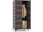 Costway Armadio In Vimini A 2 Ante, Alto 157 Cm, In Rattan Pe Con Asta Appendiabiti E 4 Scomparti, Nero/Marrone