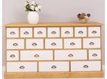 Casa Padrino Cassettiera In Stile Country Colori Naturali / Bianco 180 X 48 X H. 95 Cm - Mobile In Legno Massiccio Con 19 Cassetti - Mobili In Stile Country - Mobili In Stile Country - Arredi In Stile Country