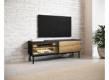 Armadio Rtv In Rovere Evoke/Nero Con Tubature E Illuminazione A Led, 150 Cm