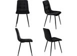 Cdglobal Set Di 4 Sedie Da Pranzo, Sedie Imbottite Con Rivestimento In Velluto E Gambe In Metallo Nero, Motivo A Scacchiera, Sedie Da Pranzo Per Sala Da Pranzo Soggiorno Camera Da Letto Cucina Salotto Reception