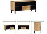 The Living Store Mobile Tv 100X33X46 Cm In Legno Massiccio Mango