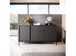 Cassettiera Moderna Antracite Con Maniglie Dorate 153X81X39 Cm
