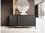Cassettiera Moderna Antracite Con Maniglie Dorate 153X81X39 Cm 3 Ante