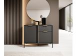 Cassettiera Moderna Antracite Con Maniglie Dorate 103X81X39 Cm 2D1S