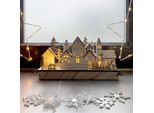 Villaggio Invernale A Led - Circa 30 X 14 Cm - Decorazione In Legno Illuminata Per Natale