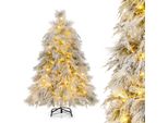 Costway Albero Di Natale Artificiale Con Neve, Albero Di Natale Con Luci Led Bianche Calde E 279 Punte Di Rami, Albero Di Natale Con Supporto In Metallo, Albero Artificiale Per Decorazione Festiva Per Interni Esterni (150 Cm)