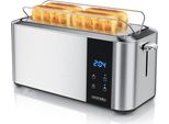 Tostapane Arendo A Fessura Lunga, Attacco Per Panini, Involucro Isolato Termicamente, Display, Touch, 2 Fessure Lunghe, Per 4 Fette, 1500 W, Display Led Con Tempo Residuo, Display Touch, Attacco Per Panini