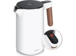Bollitore Elettrico Arendo In Acciaio Inox Da 1,5L, A Doppia Parete, Impostazione Della Temperatura 40° - 100°C Con Display, 2200W, Funzione Keep Warm, Manico In Look Legno, Senza Bpa