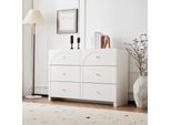 Cassettiera Flieks Per Soggiorno Con 6 Cassetti, Cassettiera Con Maniglia, Credenza, Tavolino, 120X40X82Cm, Bianco