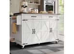 Abrihome Carrello Portavivande Carrello Portavivande Con Piano Di Lavoro E Armadietto Estraibili, Carrello Portavivande Con Quattro Ante E Due Cassetti