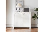 Flieks Cassettiera Credenza Con 2 Ante, Mobile Da Soggiorno Con Ripiano Regolabile, Credenza Portaoggetti, 80X40X80Cm, Bianco
