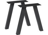 Set Di 2 Telai Da Tavolo 'Mariager' Per Tavolino Panca Sgabello Acciaio 42 X 40 Cm Nero