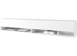 Minio, Mobile Tv, Lavagna Tv "Anne"", 180 Cm, In Piedi, Sospesa, Pannello Frontale In Mdf Con Motivo A Spina Di Pesce, Colore Bianco"