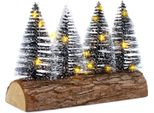 Abeti A Led Con Base A Tronco D'albero - Circa 20 X 6,5 X 13,5 Cm