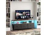 Cdglobal Mobile Tv Con Vani A Giorno | Lavagna 137 X 29,8 X 56 Cm Tavolo Tv Scaffale Tv Design Industriale Vintage Con Led