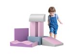 Homcom Morbido Set Di 7 Blocchi Da Costruzione In Schiuma Blocchi Da Costruzione Giganti Blocchi Da Costruzione Giocattolo In Schiuma Per Bambini Da 1 A 3 Anni Imitazione Di Pelle Epe