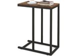Costway Tavolino A C Per Divano E Letto, Tavolino Da Divano Alto 64 Cm Con Struttura In Metallo, Tavolino Porta Tv Rustico Marrone
