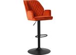 In And Outdoormatch Sgabello Roma - Velluto Color Rame - Altezza Seduta 64-85 Cm - Con Schienale - Altezza Regolabile - Set Di 1 - Ergonomico - Sgabello Da Bar - Cucina