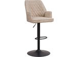 In And Outdoormatch Sgabello Roma - Ciniglia Bianca - Altezza Seduta 64-85 Cm - Con Schienale - Altezza Regolabile - Set Di 1 - Ergonomico - Sgabello Da Bar - Cucina