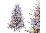 Costway Albero Di Natale Artificiale Da 180 Cm, Albero Di Natale Floccato Con 260 Luci Led Multicolore, 8 Modalità Di Illuminazione E 820 Punte Di Rami, Albero Di Natale Illuminato Per Casa, Negozio E Ufficio