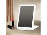 Zelurxx Specchio Cosmetico, Con Illuminazione, Ricaricabile, Con 72 Luci Led, Touchscreen, Con 3 Colori Di Luce, Specchio Da Viaggio, Pieghevole, Portatile, Bianco