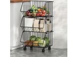 Carrello Da Cucina A Tre Livelli, Carrello Di Servizio Salvaspazio In Acciaio Inox, Ideale Per Verdure, Frutta E Prodotti Secchi, Mobile - Cartstack