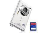 Zelurxx Fotocamera Digitale, 48MP, Fotocamera 1080P Fhd, 3.0 Pollici, Fotocamera Compatta, Zoom Digitale 16X, Portatile, Per Adolescenti Adulti Principianti, Bianco