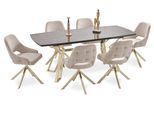 Esclusivo Set Da Pranzo Tavolo Da Pranzo Di Design Lussuose 6X Sedie Imbottite