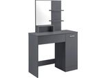 In And Outdoormatch Dressing Table Rahul - Con Specchio - 137,5 X 90 X 38 Cm - Grigio Scuro - Truciolato - Design Elegante