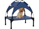 Pawhut Lettino Per Cani Rialzato Con Tettoia, Letto Per Animali, Letto Per Cani Da Esterno Con Tettoia, Traspirante, Per Cani Di Piccola E Media Taglia Blu Scuro Oxford 61 X 46 X 63 Cm