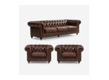 Set Di Divani 3+1 Posti Divano Imbottito Chesterfield Divano In Pelle Tessile Nuovo