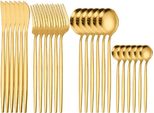 Set Di Posate Premium Per 6 Persone Set Di Posate In Acciaio Inox Da 24 Pezzi In Confezione Regalo Design Per Ogni Occasione Oro