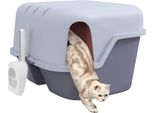 Pawhut Lettiera Per Gatti Con Coperchio, Lettiera Con Setaccio, Paletta, Casetta Chiusa Per Gatti Di Piccola Taglia Sotto I 3,5 Kg, Da Interno, In Plastica, Viola