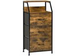 Homcom Cassettiera In Stile Industriale, 3 Cassetti In Tessuto Estraibili E 2 Ripiani - 44 X 29 X 92 Cm - Legno E Metallo