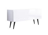 Cabinet Tv : Bianco Opaco / Bianco Lucido, Gambe Nere, 100 X 52 X 32 Cm