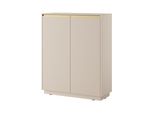 Cassettiera A 2 Ante E 6 Ripiani - Beige Sabbia - 103,5 X 127 X 39 Cm