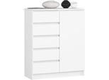 Akord Cassettiera 1 Anta 5 Cassetti Bianca 80X35X97 Cm