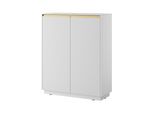 Cassettiera A 2 Ante E 6 Ripiani - Bianco Opaco - 103,5 X 127 X 39 Cm