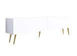 Cabinet Tv : Bianco Opaco, Gambe Dorate, 170 X 52 X 32 Cm