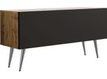 Porta Tv: Rovere Wotan / Nero Opaco, Gambe Cromate, 100 X 52 X 32 Cm