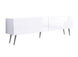 Cabinet Tv : Bianco Opaco / Bianco Lucido, Gambe Cromate, 170 X 52 X 32 Cm